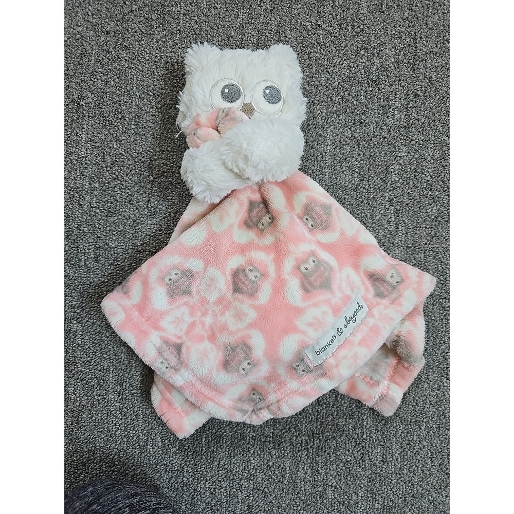 Blankets and Beyond Owl Baby Lovey Soft Security Blanket Pink White 2016 14"